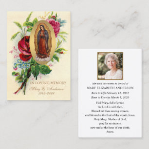 Tarjeta De Recepción Nuestra Señora de Guadalupe Memorial Funerario Cat