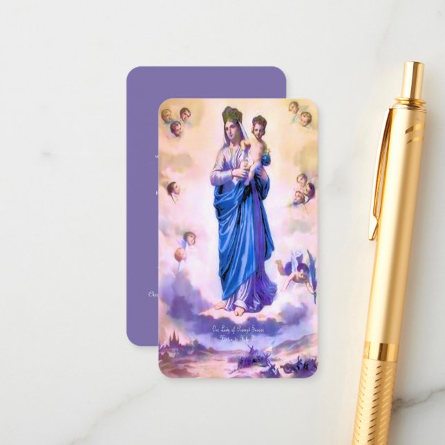 Tarjeta De Recepción Nuestra Señora del Próximo Suceso con Oración (Anverso/Reverso In Situ)