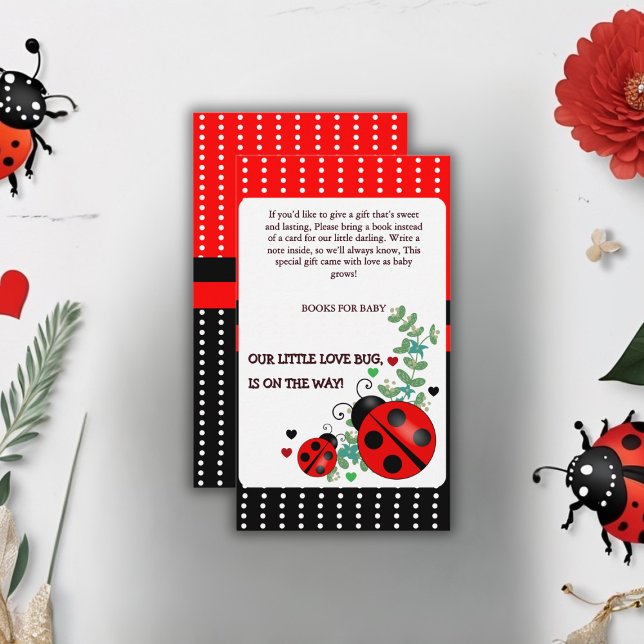 Tarjeta De Recepción Nuestro pequeño amor Bug Red Black Baby Shower (Subido por el creador)