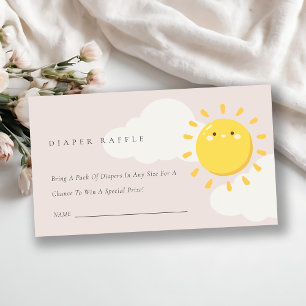 Tarjeta De Recepción Nuestro pequeño Sunshine Pink Diaper Raffle Baby S