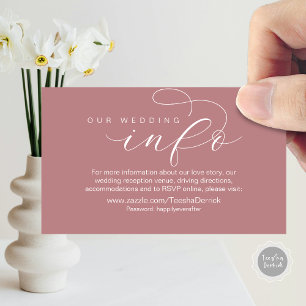 Tarjeta De Recepción Nuestros detalles Bodas y sitio web, mínimo modern
