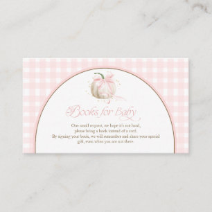 Tarjeta De Recepción Nuestros Libros de Tela de Cuadros Rosa para Bebé
