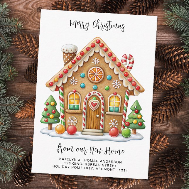 Tarjeta De Recepción Nueva dirección de la Casa de Gingerbread Cute de  (Subido por el creador)