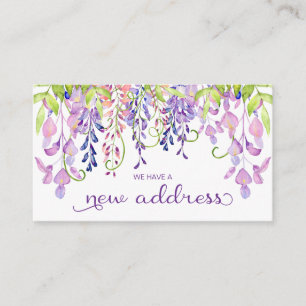 Tarjeta De Recepción Nueva dirección Floral Morple Wisteria