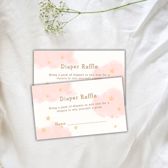 Tarjeta De Recepción Nueve Chicas Rosa Diaper Raffle Baby Shower (Pink Cloud Nine Girl Diaper Raffle Baby Shower Enclosure Card)