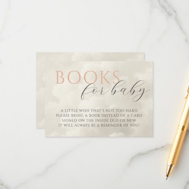 Tarjeta De Recepción Nueve libros de Baby Shower para niños en la nube (Anverso/Reverso In Situ)