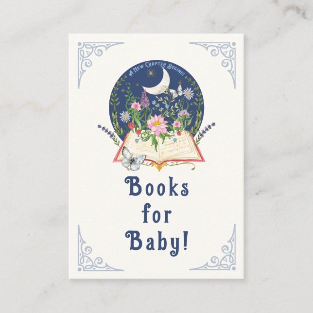 Tarjeta De Recepción Nuevo capítulo comienza libro con floral de maripo (Anverso)