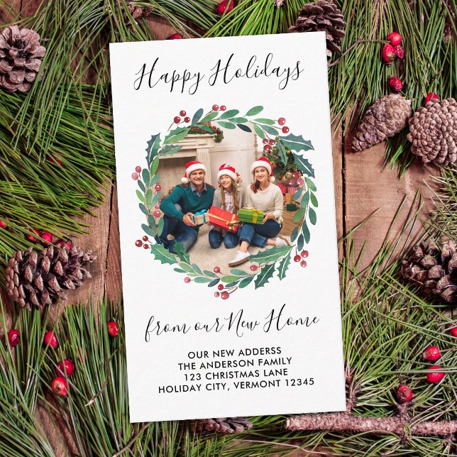 Tarjeta De Recepción Nuevo hogar vegetación Wreath Personalizado foto e (Subido por el creador)