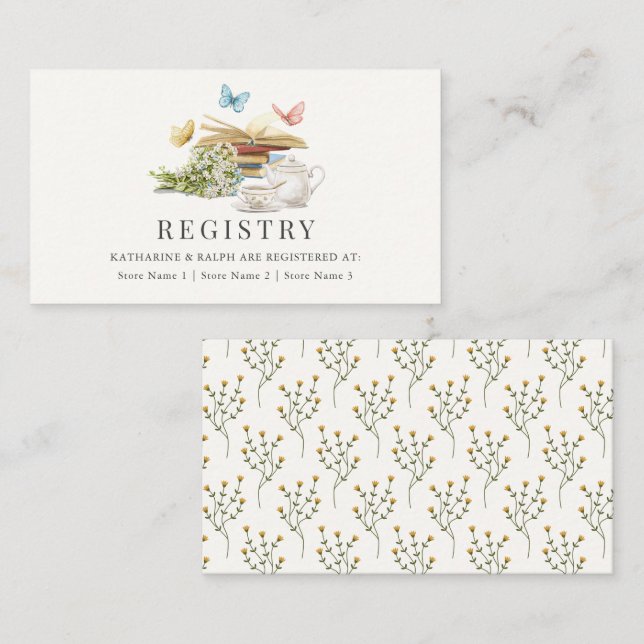Tarjeta De Recepción Nuevo Registro de Regalos de Bodas de mariposa de  (Anverso / Reverso)