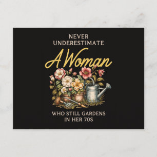 Tarjeta De Recepción Nunca Subestimes A La Mujer Jardinería Vintage 70s