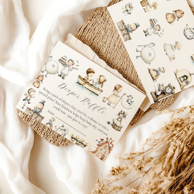 Tarjeta De Recepción Nursery Rhyme Baby Shower diaper raffle (Subido por el creador)