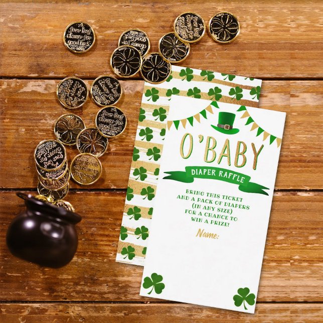 Tarjeta De Recepción O'Baby St. Patrick's Day Baby Shower Diaper Raffle (Subido por el creador)