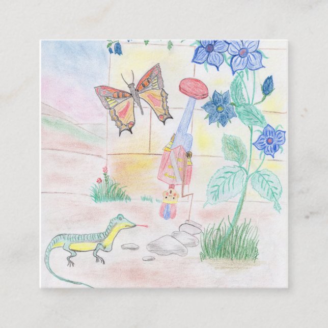 Tarjeta De Recepción Obra de arte de niños personalizados, juguete de d (Anverso)