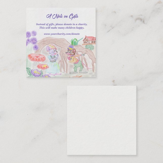 Tarjeta De Recepción Obras de arte de niños personalizados, dos ratones (Anverso / Reverso)