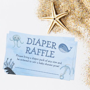 Tarjeta De Recepción Ocean Animals Diaper Raffle Coastal Baby Shower