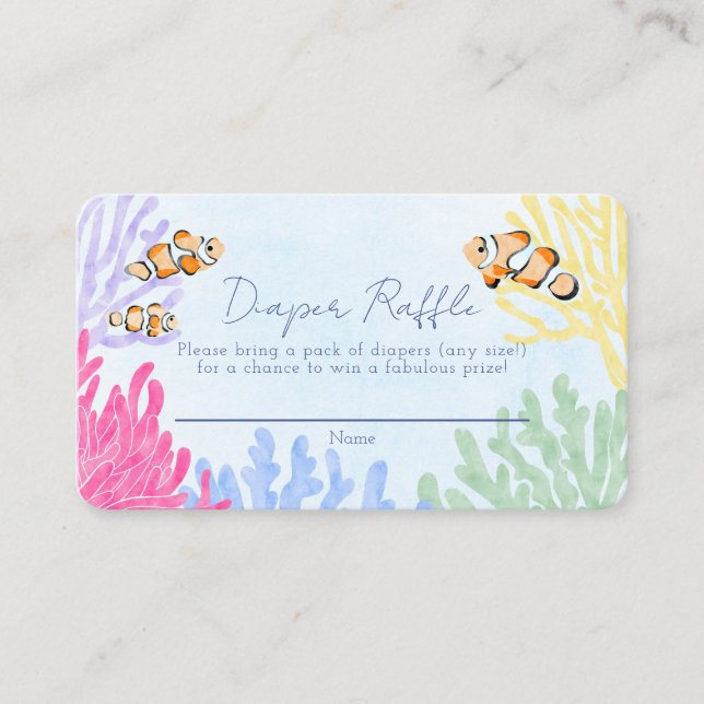Tarjeta De Recepción Ocean Clown Fish Baby Shower Diaper Raffle (Anverso)