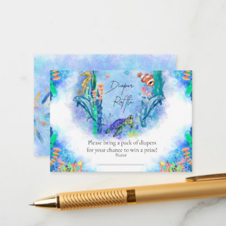Tarjeta De Recepción Ocean Sea Animals Baby Diaper Raffle