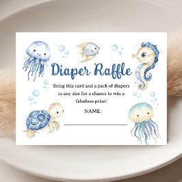 Tarjeta De Recepción Ocean Under The Sea Baby Shower Boy Diaper Raffle