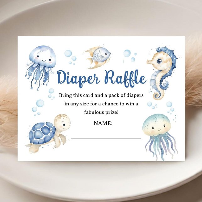Tarjeta De Recepción Ocean Under The Sea Baby Shower Boy Diaper Raffle (Subido por el creador)