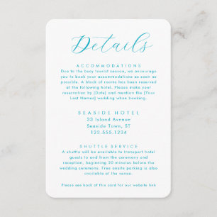 Tarjeta De Recepción Ocean Waves Boda Detalles del hotel Info código QR