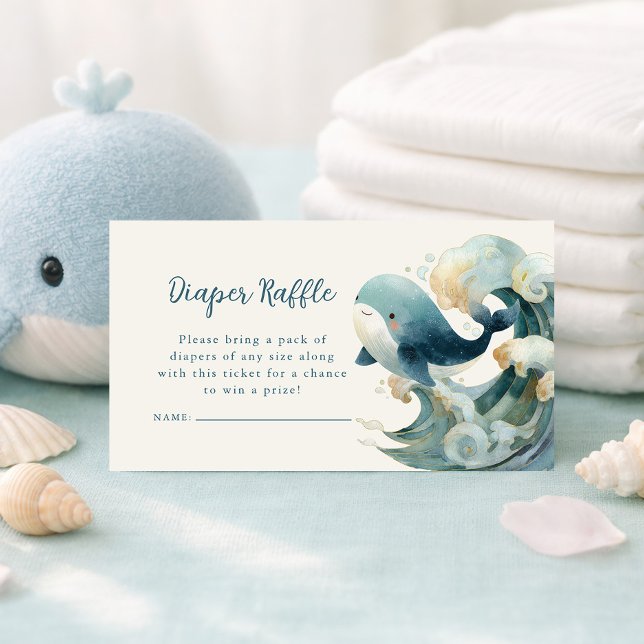 Tarjeta De Recepción Ocean Whale Waves Diaper Raffle Ivory Baby Shower  (Subido por el creador)