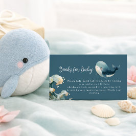 Tarjeta De Recepción Ocean Whale Waves Turquoise Books for Baby Shower 