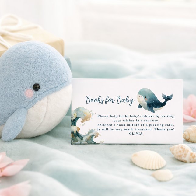 Tarjeta De Recepción Ocean Whale Waves White Books for Baby Shower  (Subido por el creador)