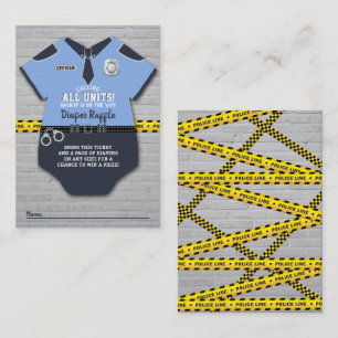 Tarjeta De Recepción Oficial de policía Baby Shower Diaper Raffle Ticke