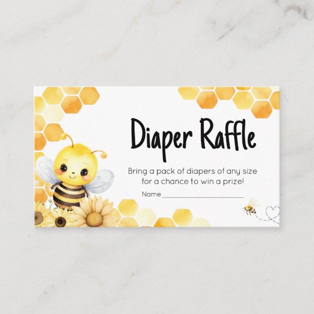 Tarjeta De Recepción Oh Babee Bee Baby Shower Diaper Raffle (Anverso)