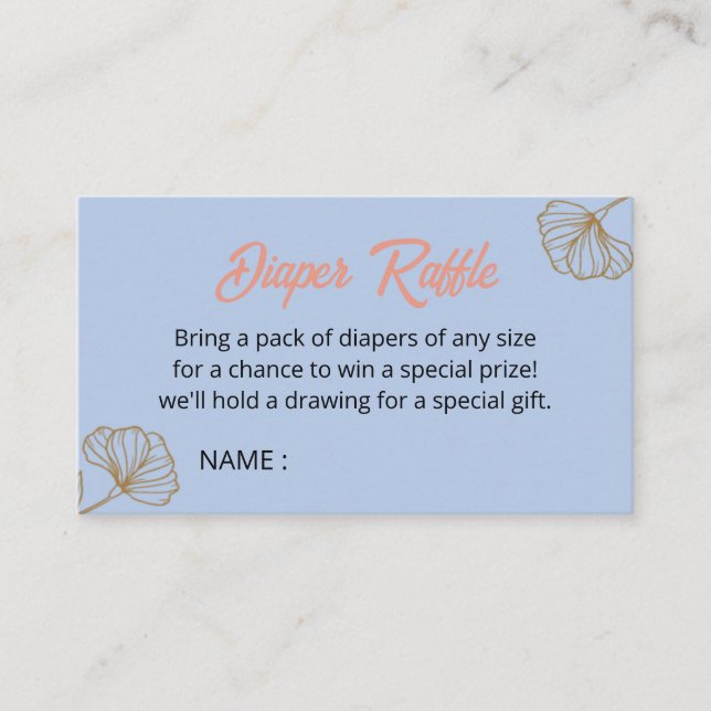 Tarjeta De Recepción Oh Baby Blue Gold Ginkgo Leaf Baby Shower Diaper (Anverso)