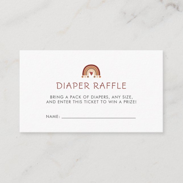 Tarjeta De Recepción Oh Baby Boho Boy Baby Shower Diaper Raffle (Anverso)