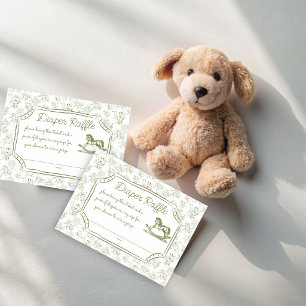 Tarjeta De Recepción Oh baby caballo mecedor verde salvia rifa de pañal