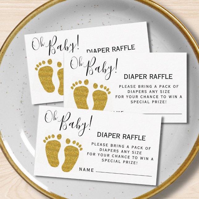 Tarjeta De Recepción Oh Baby Diaper Raffle Purpurina Fez Baby Shower (Subido por el creador)
