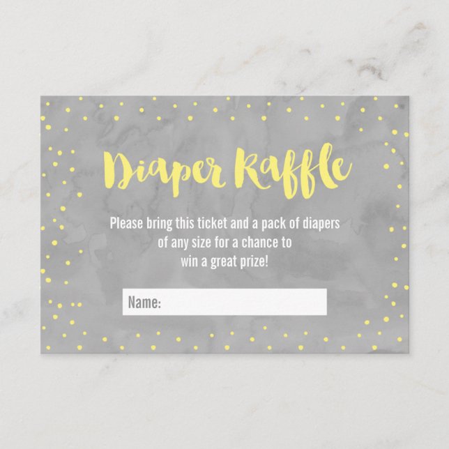 Tarjeta De Recepción Oh Baby Gray y Yellow Baby Shower Diaper Raffle (Anverso)