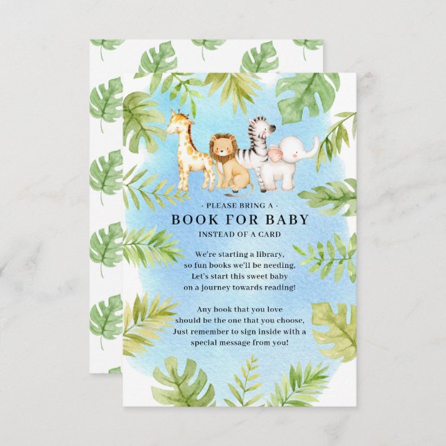 Tarjeta De Recepción Oh Baby Jungle Baby Shower Book for Baby (Anverso / Reverso)