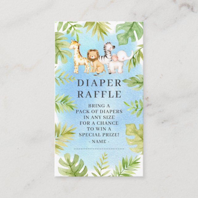 Tarjeta De Recepción Oh Baby Jungle Baby Shower Diaper Raffle (Anverso)