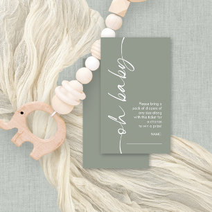 Tarjeta De Recepción Oh Baby Sage Diaper Raffle Baby Shower