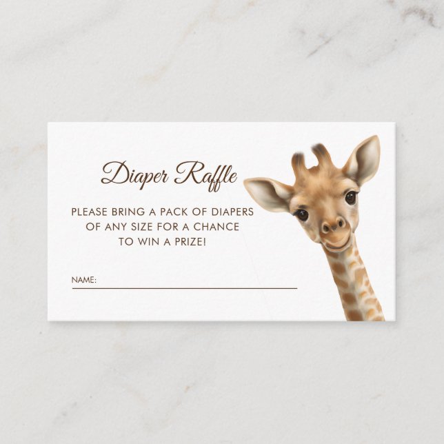 Tarjeta De Recepción Oh Boy Baby Giraffe Diaper Raffle Baby Shower (Anverso)