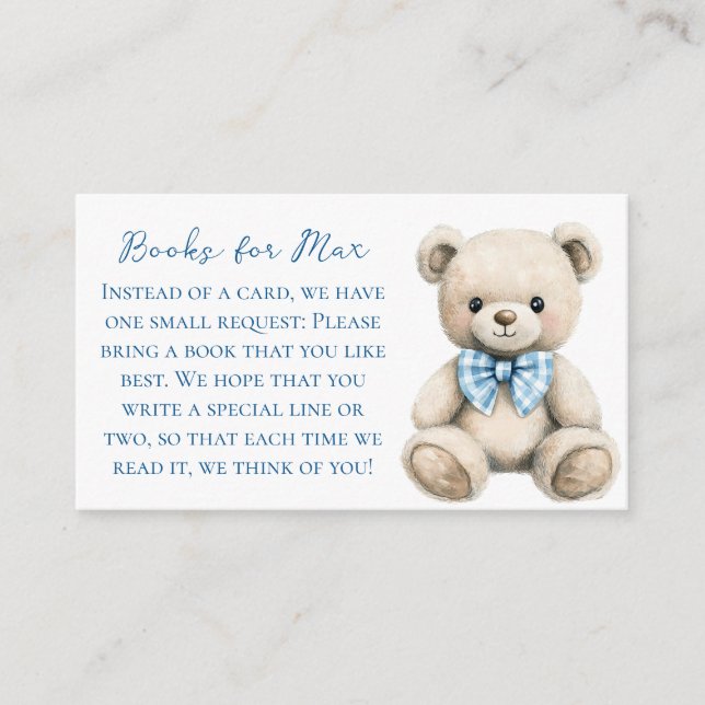 Tarjeta De Recepción Oh Boy Baby Shower Book Request Card (Anverso)