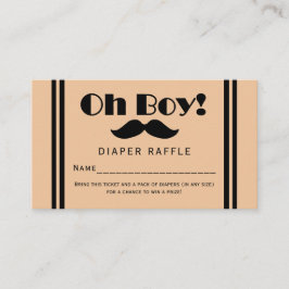 Tarjeta De Recepción Oh Boy Black Mustache Baby Diaper Raffle Ticket