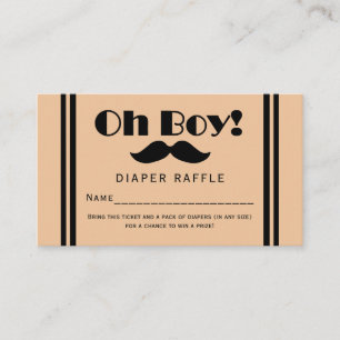 Tarjeta De Recepción Oh Boy Black Mustache Baby Diaper Raffle Ticket