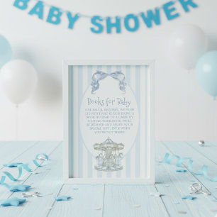 Tarjeta De Recepción Oh Boy Blue Bow Carousel Libros para Bebé