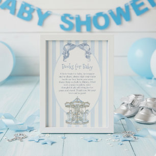 Tarjeta De Recepción Oh Boy Blue Bow Carousel Stripe libros para bebé 