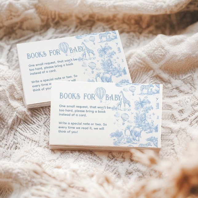 Tarjeta De Recepción Oh Boy Blue Toile Safari Baby Shower Books (Subido por el creador)