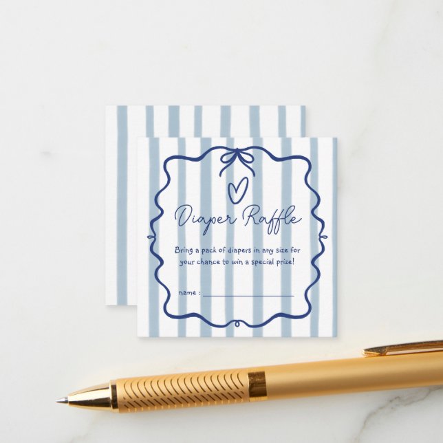 Tarjeta De Recepción Oh Boy Cute Whimsical Blue Stripes Baby Shower (Anverso/Reverso In Situ)