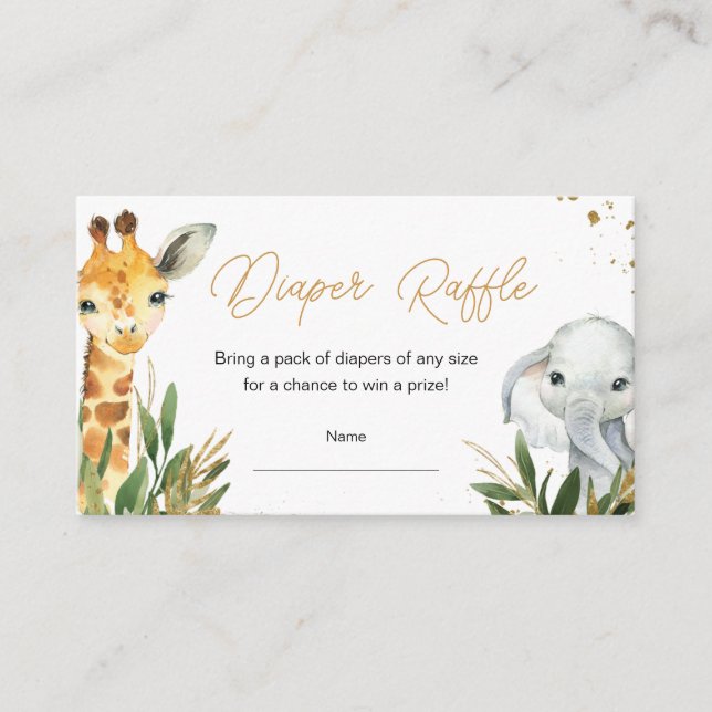 Tarjeta De Recepción Oh Boy Greenery Safari Baby Shower Diaper Raffle (Anverso)