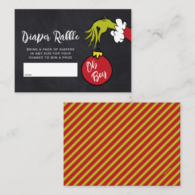 Tarjeta De Recepción Oh Boy Grinch Baby Shower Diaper Raffle (Anverso / Reverso)