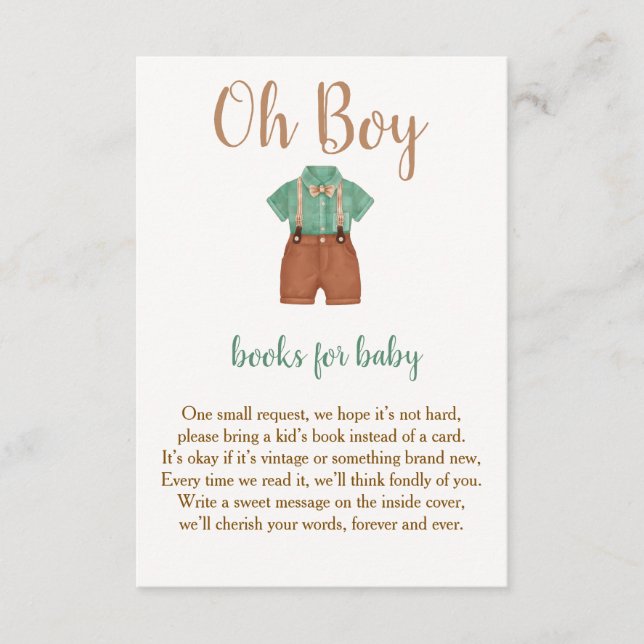 Tarjeta De Recepción Oh boy Little Turkey Books Baby Shower (Anverso)