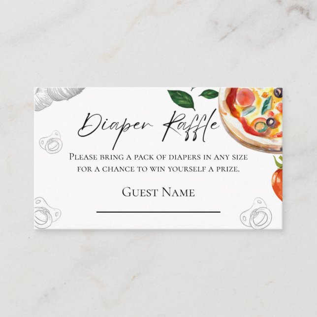 Tarjeta De Recepción Oh Boy Pizza Baby Shower Diaper Raffle (Anverso)