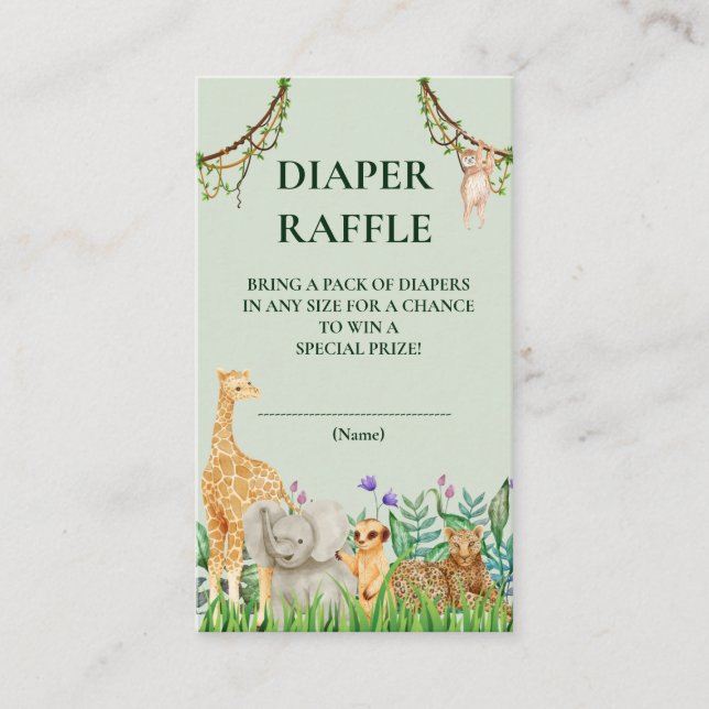 Tarjeta De Recepción Oh Boy Safari Jungle Baby Shower Diaper Raffle (Anverso)